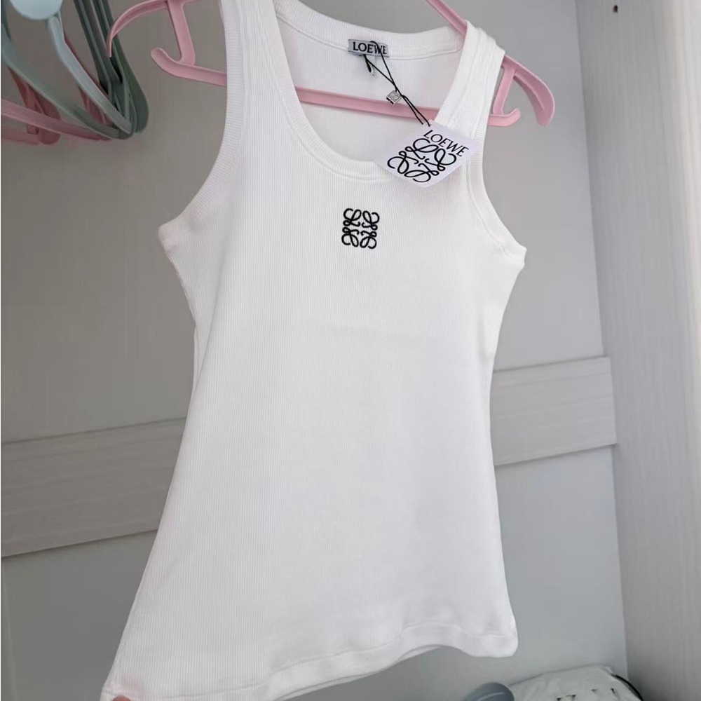 Loewe Cotton Ribbed Tank Top in White